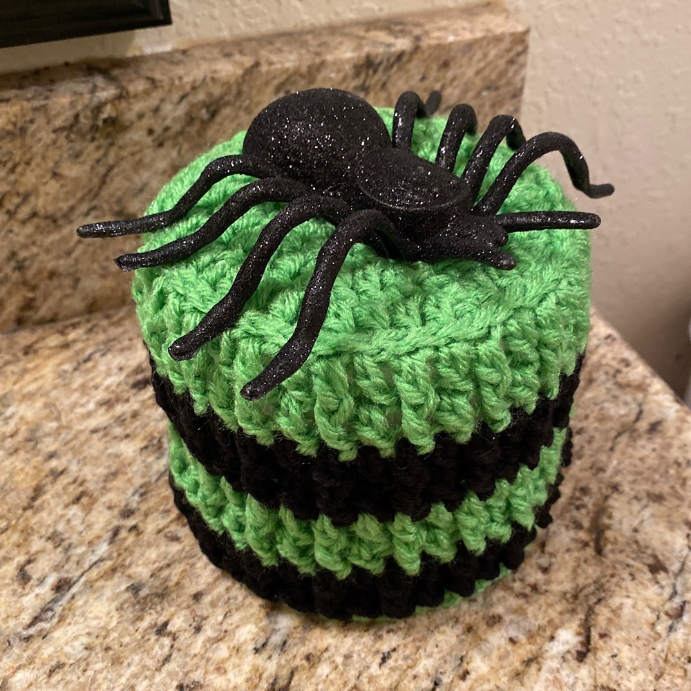 Hand Crafted Halloween Spider Toilet Paper Cover Crochet Bathroom Black Spider
